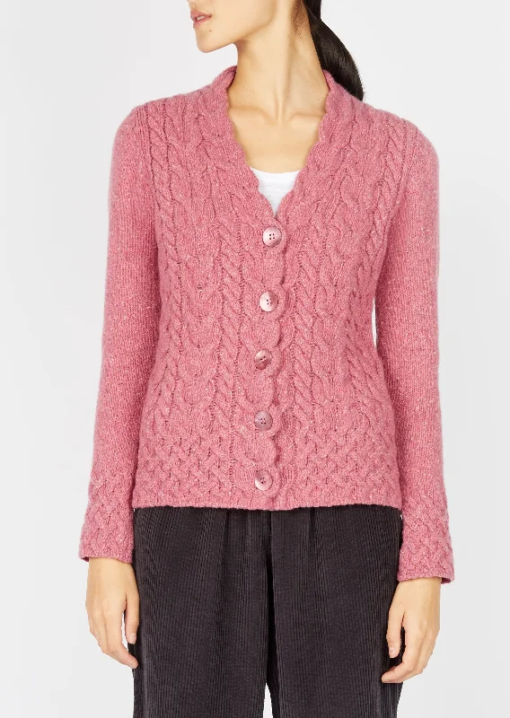 Metallic - cardigan for a shiny and glamorous look -IrelandsEye Horseshoe Aran Cardigan | Bubblegum