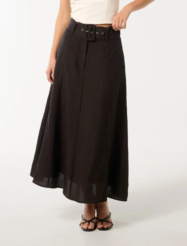 High-waisted skirts with button front detail -Brooklyn Maxi Skirt