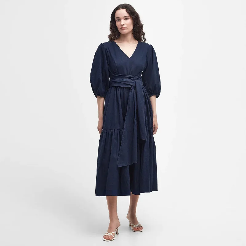 Short-sleeved Dresses for Summer -Annie Midi Dress Classic Navy