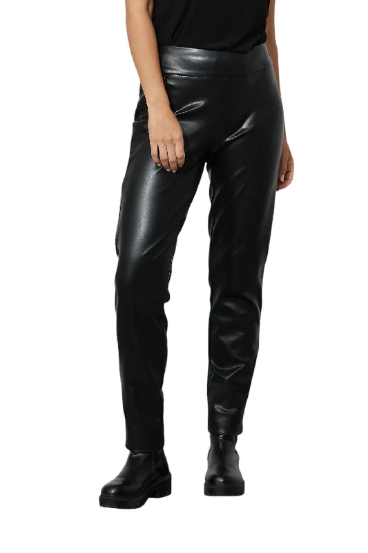 Bold color tight trousers for women with bright hues and daring style choices -High-Waisted Faux Leather Pant In Black