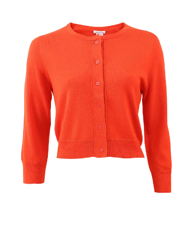 Orange - cardigan for an energetic and vibrant look -Cropped Cardigan