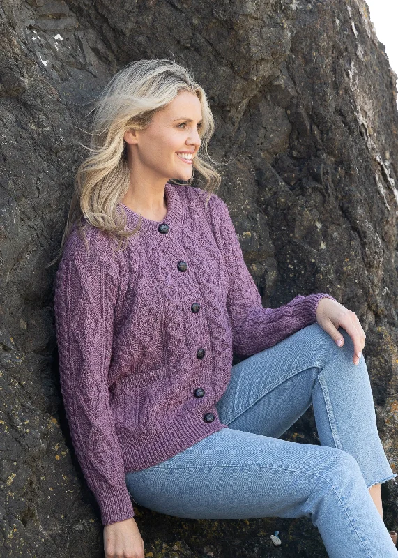 Elegant - cardigan for formal occasions -Inagh Ladies Aran Cardigan | Lupin