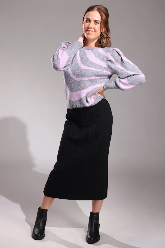 Classic black pencil skirts for office chic -Rib Knit Touch of Wool Skirt | Black | 6340ZZ