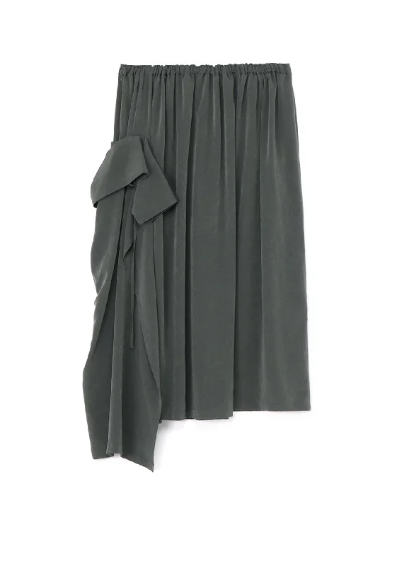 Luxury skirts with elegant silk sheen -GATHERED SKIRT