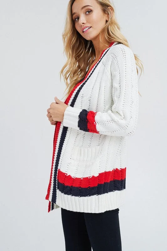 Vintage - style cardigan for a retro look -Cable Knit Cardigan