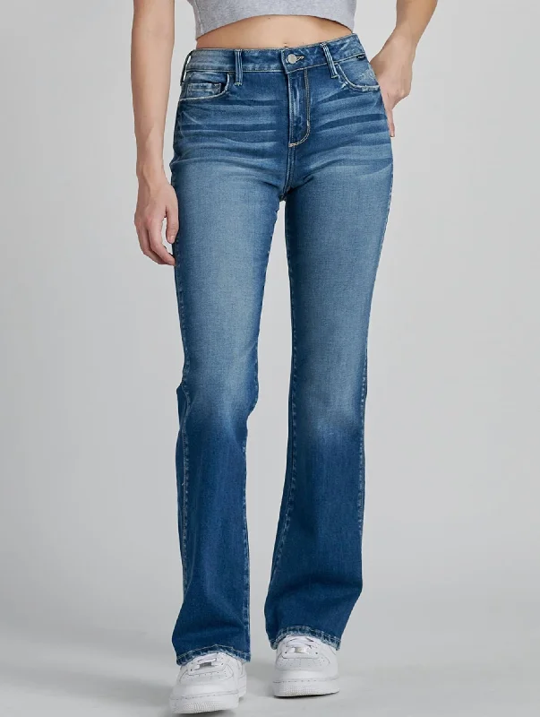 Tight trousers for men with tapered legs and sharp, tailored finish -Monique High Rise Bootcut Jean In Medium Wash