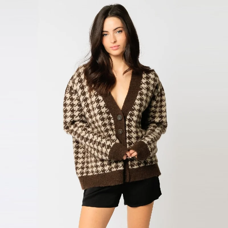 Friends - meeting cardigan for a casual get - together -Cardigan (Natural Brown)