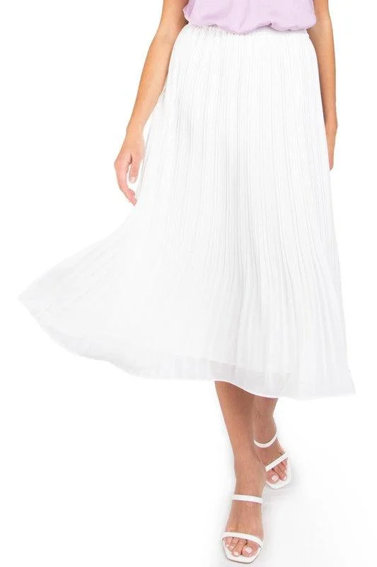 Bold skirts with bright color pops -Eloise White Pleated Skirt