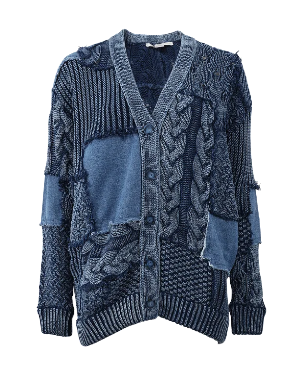 Indoor - gathering cardigan for a comfortable choice -Mixed Media Oversized Cardigan