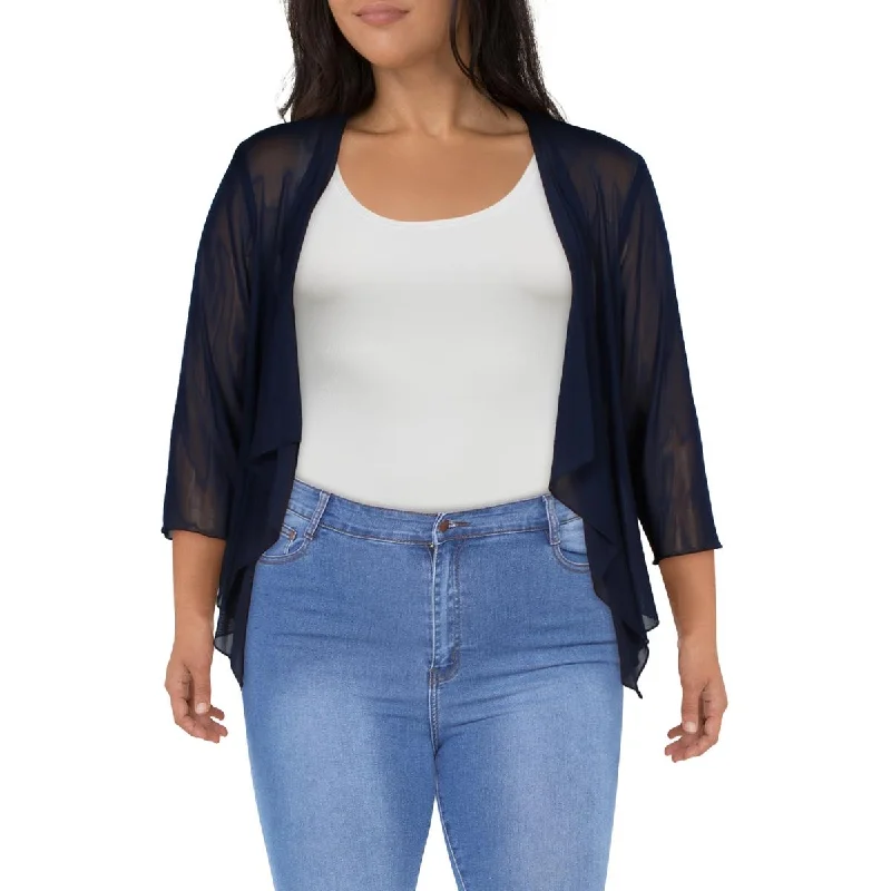 Crew - neck cardigan for a casual vibe -Connected Apparel Womens Knot Front Cardigan Bolero