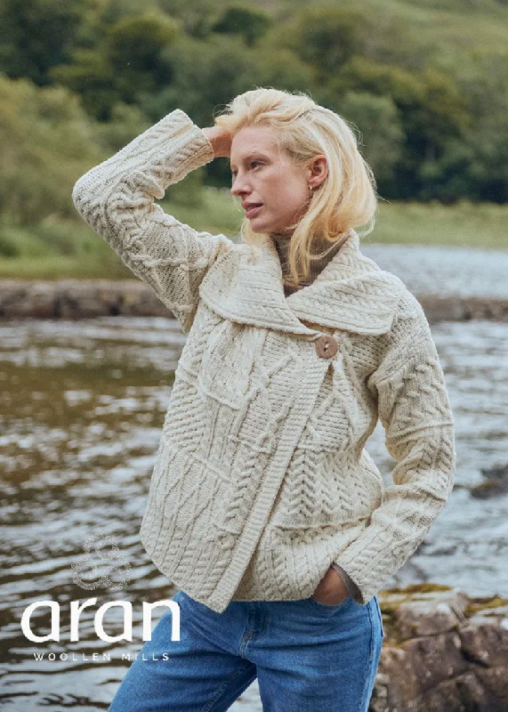 Argyle - cardigan with a traditional pattern -Patchwork Ladies Aran Cardigan | Natural