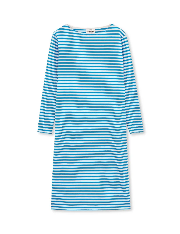 Sleeveless Dresses for Coolness -Soft Single Stripe Silas Dress, Mediterrenean Blue/Snowwhite