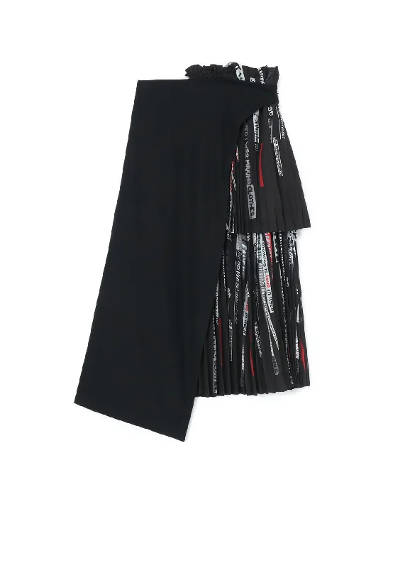 Classic black skirts for versatile outfit pairing -KHADI COTTON + QUOTES PRINT ASYMMETRIC PLEATED SKIRT