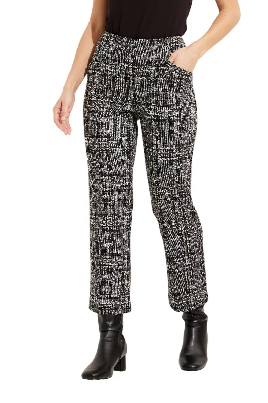 Casual tight trousers for men with drawstring waistband for a relaxed fit -Plaid High-Waisted Pant In Black/multi