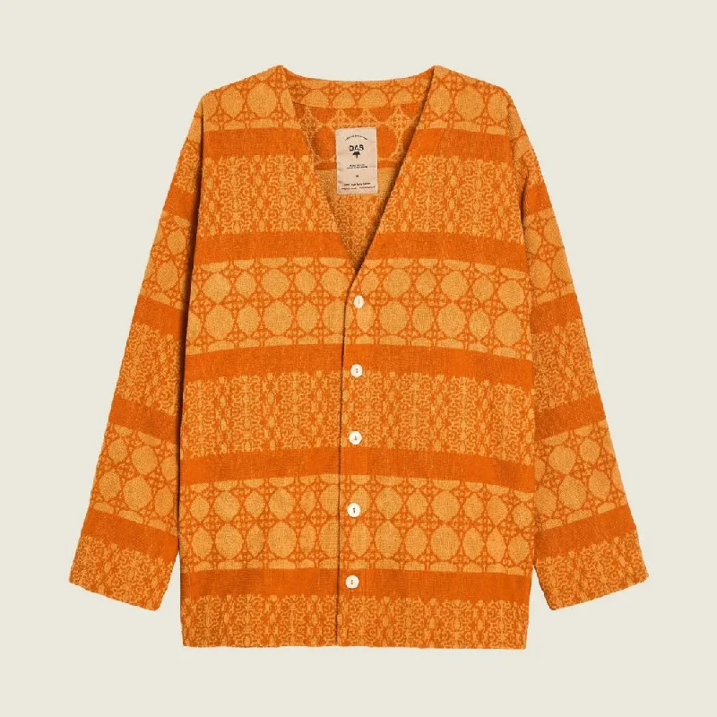 Crew - neck cardigan for a casual vibe -Terry Cardigan (Orange Ventura)