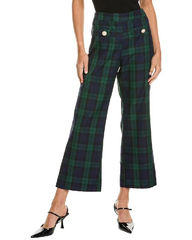 Casual tight trousers for women with comfy waistband and minimalistic style -Alexia Admor Jayden Wide Leg Plaid Pant