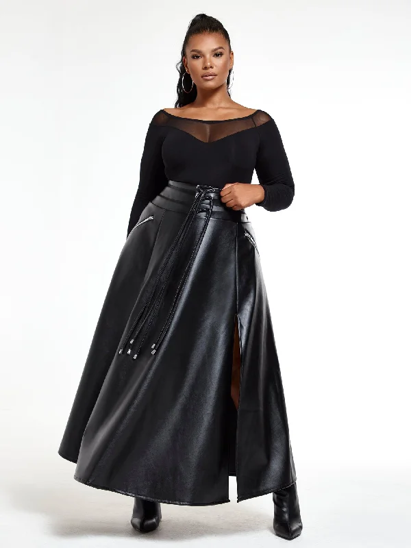 High-waisted skirts for slimming chic style -Tessa Faux Leather Maxi Skirt