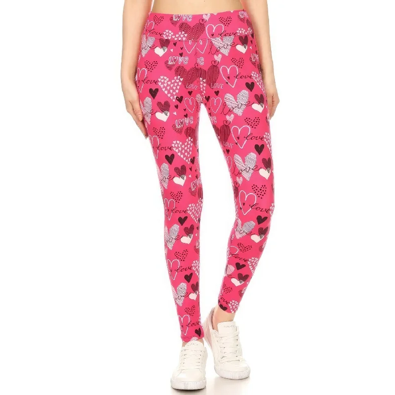 Tight trousers for women with decorative buttons and flattering silhouette for day wear -Yoga Band Buttery Soft Print Leggings