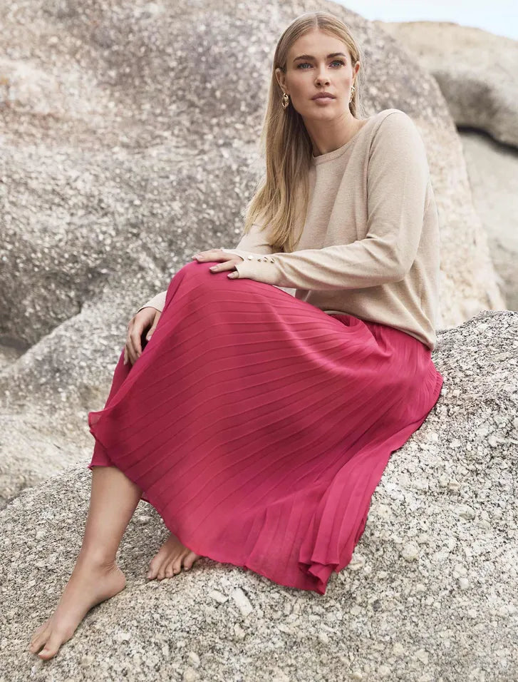 Casual cotton skirts for laid-back days -Esme Belted Pleated Skirt