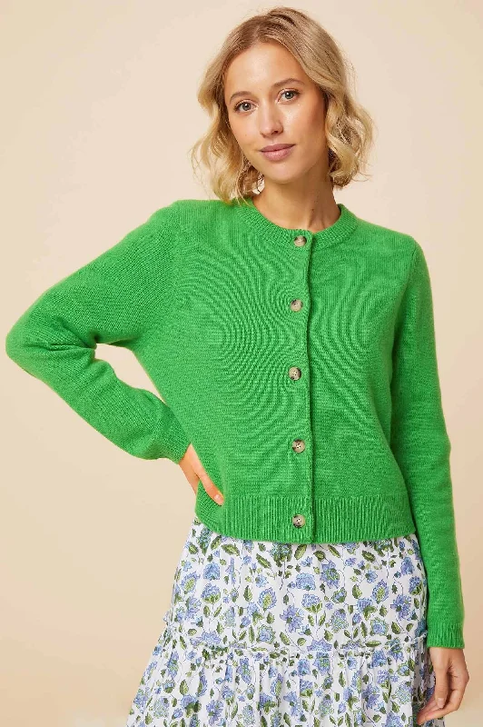 Semi - formal - event cardigan for a refined look -Merino Wool Brittany Cardigan | Green