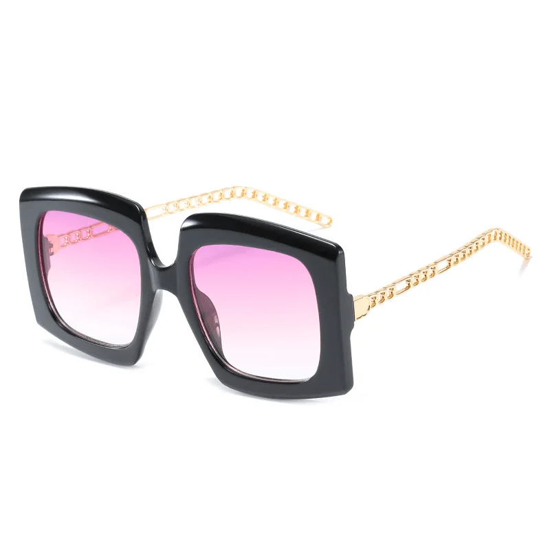 Gradient Sunglasses for Visual Appeal -Fashion Women'S Metal Chain Cat-Eye Square-Frame Sunglasses