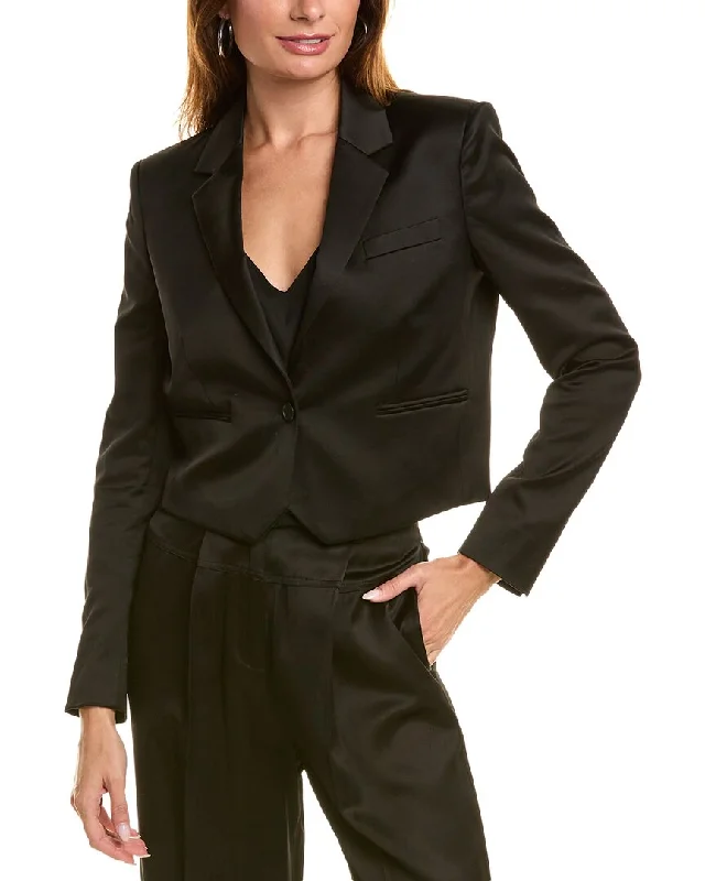 Tailored fit tight trousers for men with sharp pleats and slim leg for office wear -The Kooples Cropped Blazer