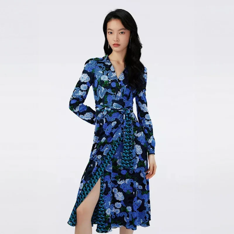 Denim Dresses for Casual Style -Phoenix Reversible Mesh Wrap Dress in Dragon Dance and 3D Cube Emerald