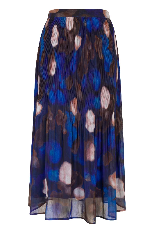 Durable skirts with reinforced seam strength -Printed Chiffon Maxi Skirt | ROYAL CHOC ABSTRCT | 8574ZR