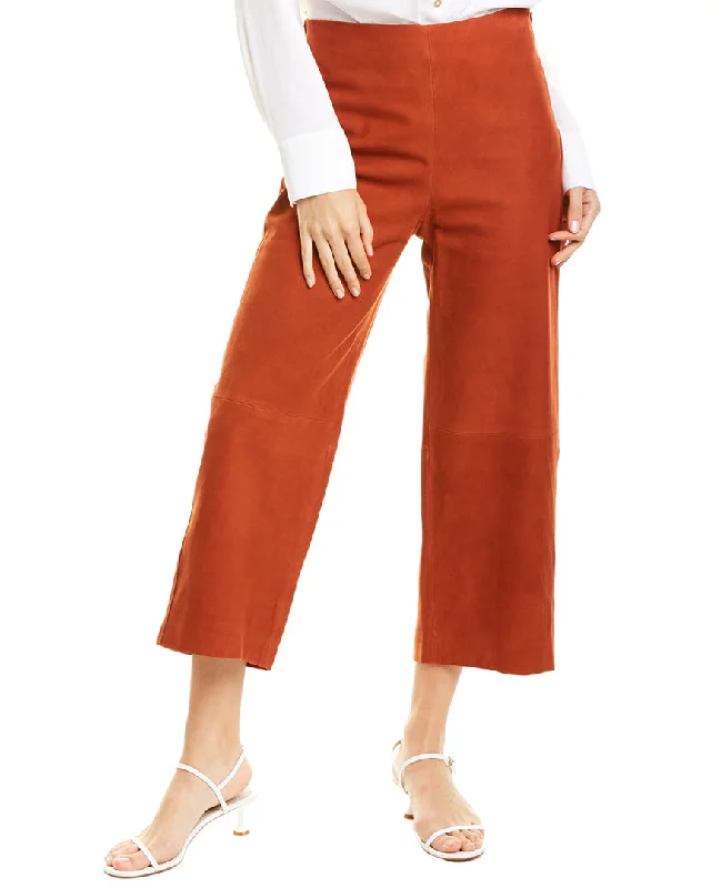 Tapered tight trousers for men with ankle-length finish for contemporary fashion -VINCE SUEDE CULOTTE