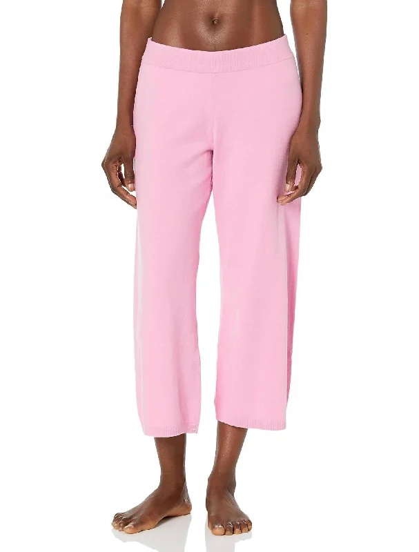 Stretch denim tight trousers for men with slim cut and durable fabric -Slounge Sleep Cropped Pant In Pink Lilac