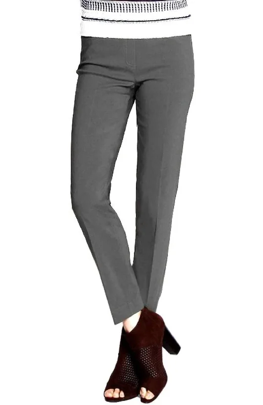 Lightweight tight trousers for women with breathable fabric and easy styling -Faux Pocket Ankle Pants In Light Grey