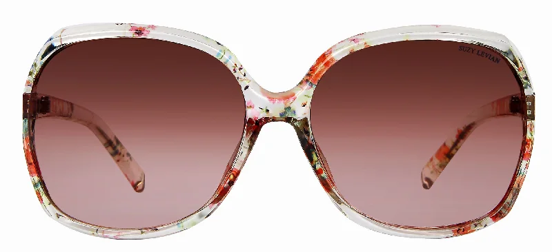 Lightweight Glasses for Easy Wear -Suzy Levian Women's Clear Floral Oversize Sunglasses