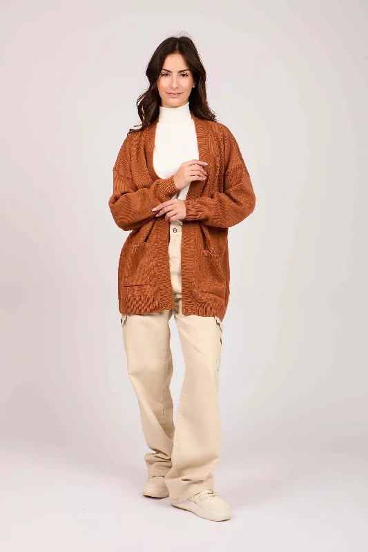 Outdoor - activity cardigan for a durable option -Women Long Loose Cardigan orange