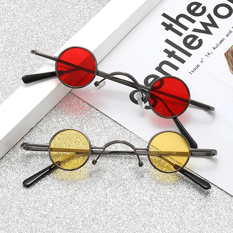 Shatterproof Glasses for Safety -Super Small round Frame Retro Sunglasses for Men Women Prince Glasses Hip Hop Sunglasses