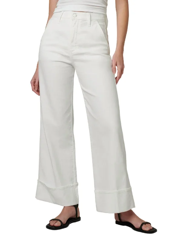 Tight business trousers for men with sharp, professional cut for office wear -Trixie Trouser With Wide Cuff In Optic White