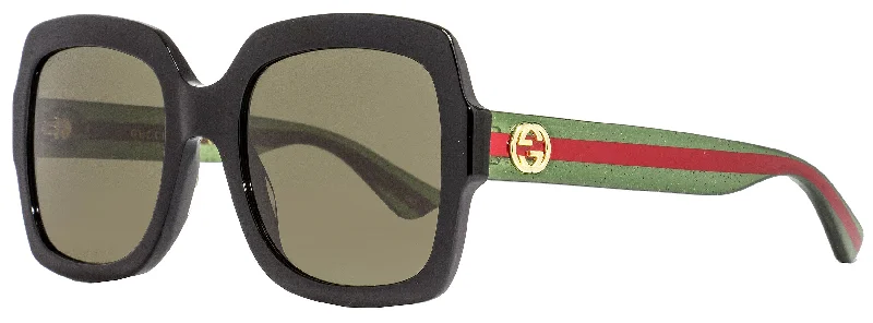 Travel Sunglasses for On-the-go -Gucci Women's Square Sunglasses GG0036SN 002 Black/Green/Red 54mm