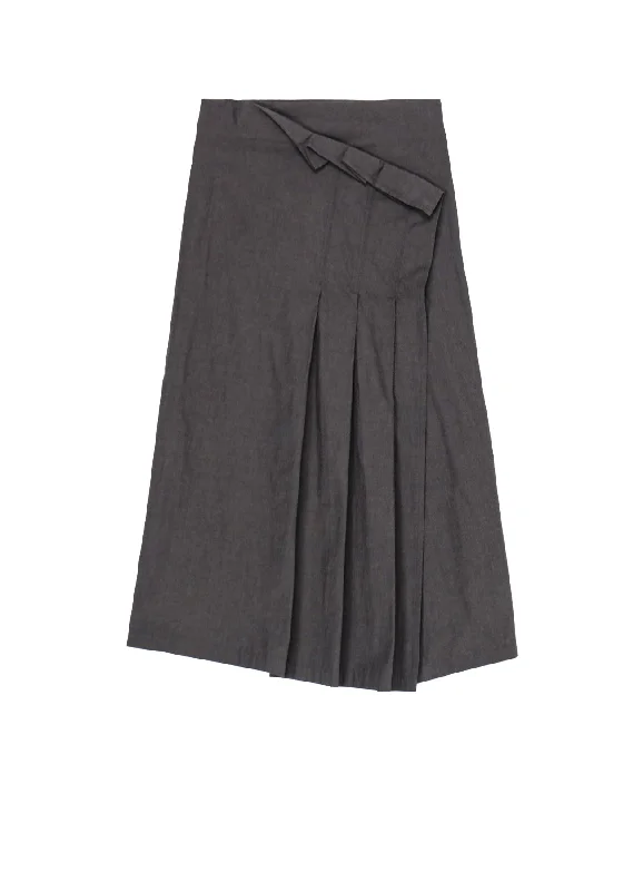 Ruffled maxi skirts for boho summer flair -COTTON CHAMBRAY PLEATED WRAP SKIRT