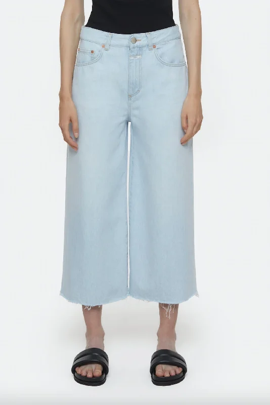 High-waisted tight trousers for women with belt loops for added style -Lyna Wide Cropped Jeans In Light Blue