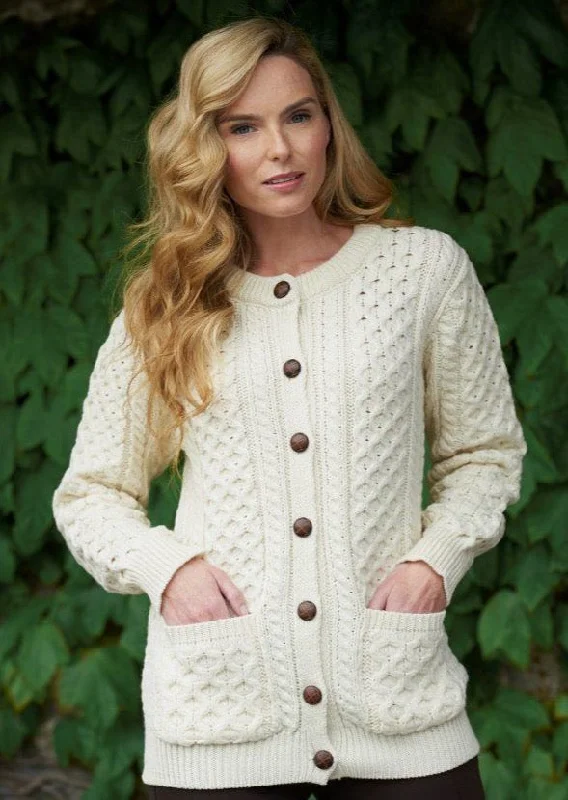 Cycling - cardigan for a sporty look -Aran Crafts Lumber Cardigan | Natural