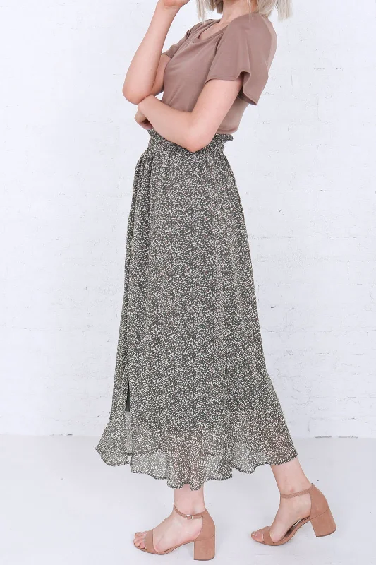 Flowy maxi skirts for breezy summer style -Maxi Button Front Skirt in Four Leaf Clover