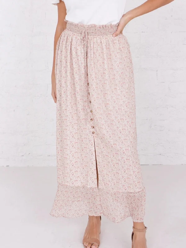 Casual skirts for effortless everyday wear -Maxi Button Front Skirt in Wild Desert Flower