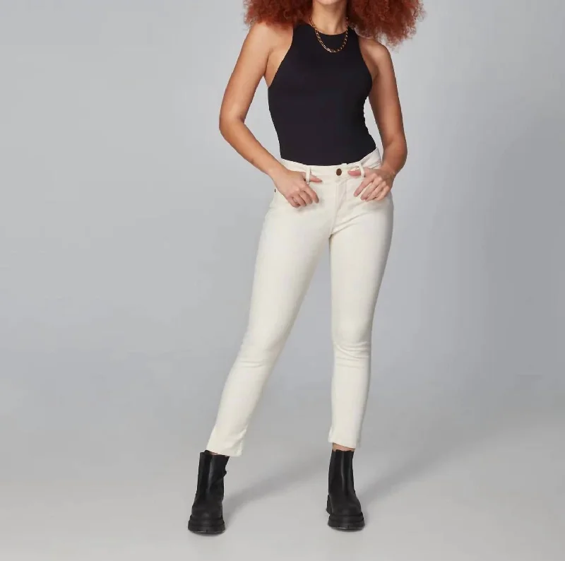 Fashion-forward tight trousers for women with metallic sheen and edgy design -High Waist Skinny Jean In Ivory