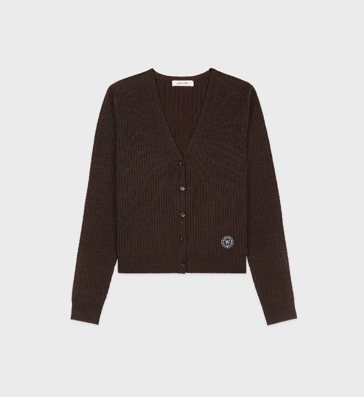 Khaki - cardigan for a casual and outdoorsy look -SRHWC Ribbed Cardigan - Chocolate