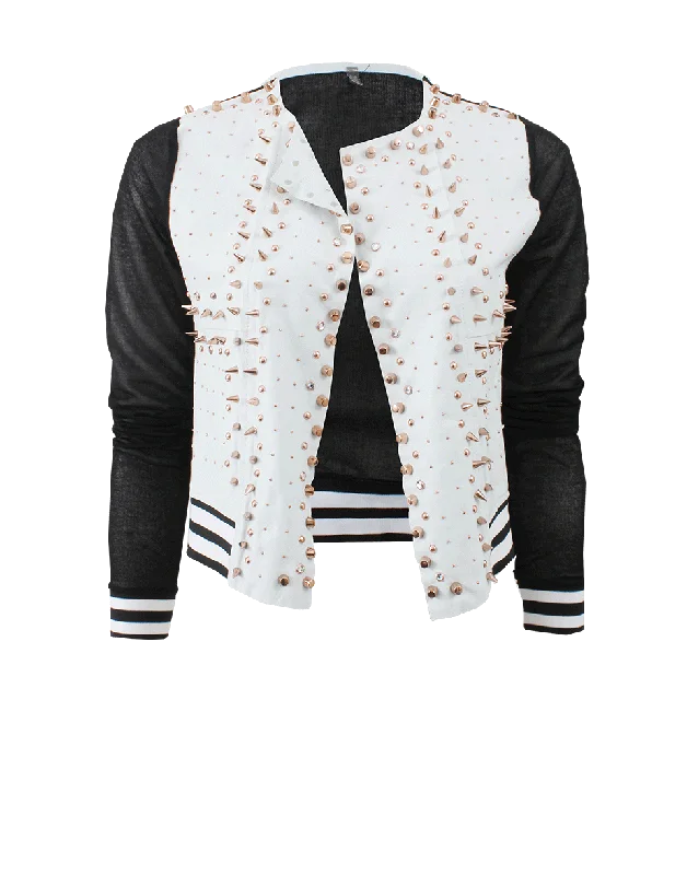 Beige - cardigan for a neutral and versatile option -Studded Leather Cardigan