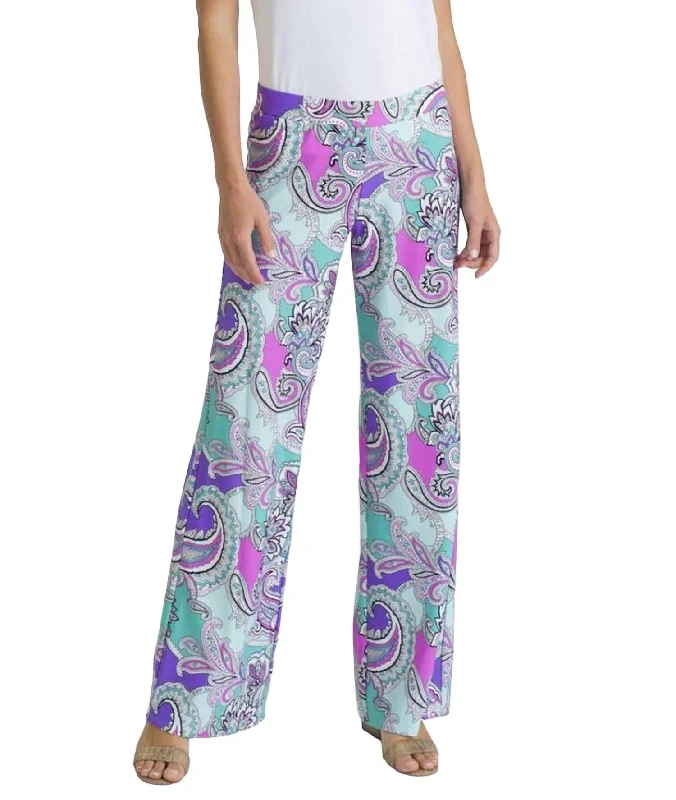 Tight trousers for women with leather accents and modern, bold design -Trixie Cropped Pant In Paisley Maxi Seamist