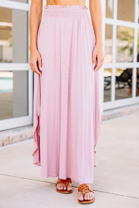 Lightweight skirts with airy fabric weave -It's A Lovely Day Mauve Pink Maxi Skirt