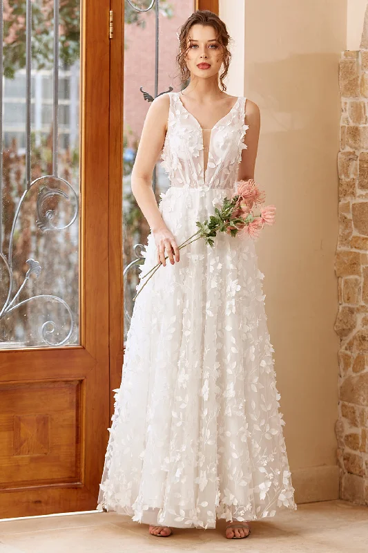 Anniversary Dresses for Special -White Appliques Tulle Wedding Dress