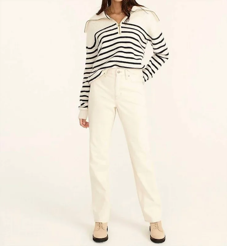 Pleated tight trousers for women with vintage-inspired design and modern twist -Slouchy Boyfriend Jeans In Ecru