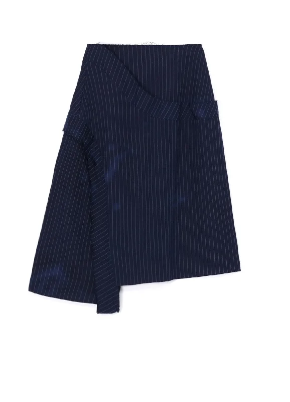 Patterned skirts with bold stripe accents -LINEN/COTTON PIN-STRIPED UNEVENLY DYED FLARED SKIRT