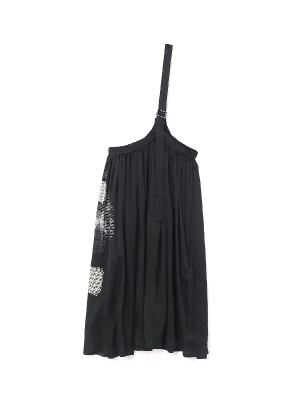 Trendy skirts with asymmetrical hem lines -SATIN SILK PRINTED ONE SHOULDER SKIRT